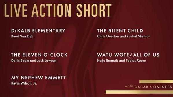 90th Oscars Live Action short nominees